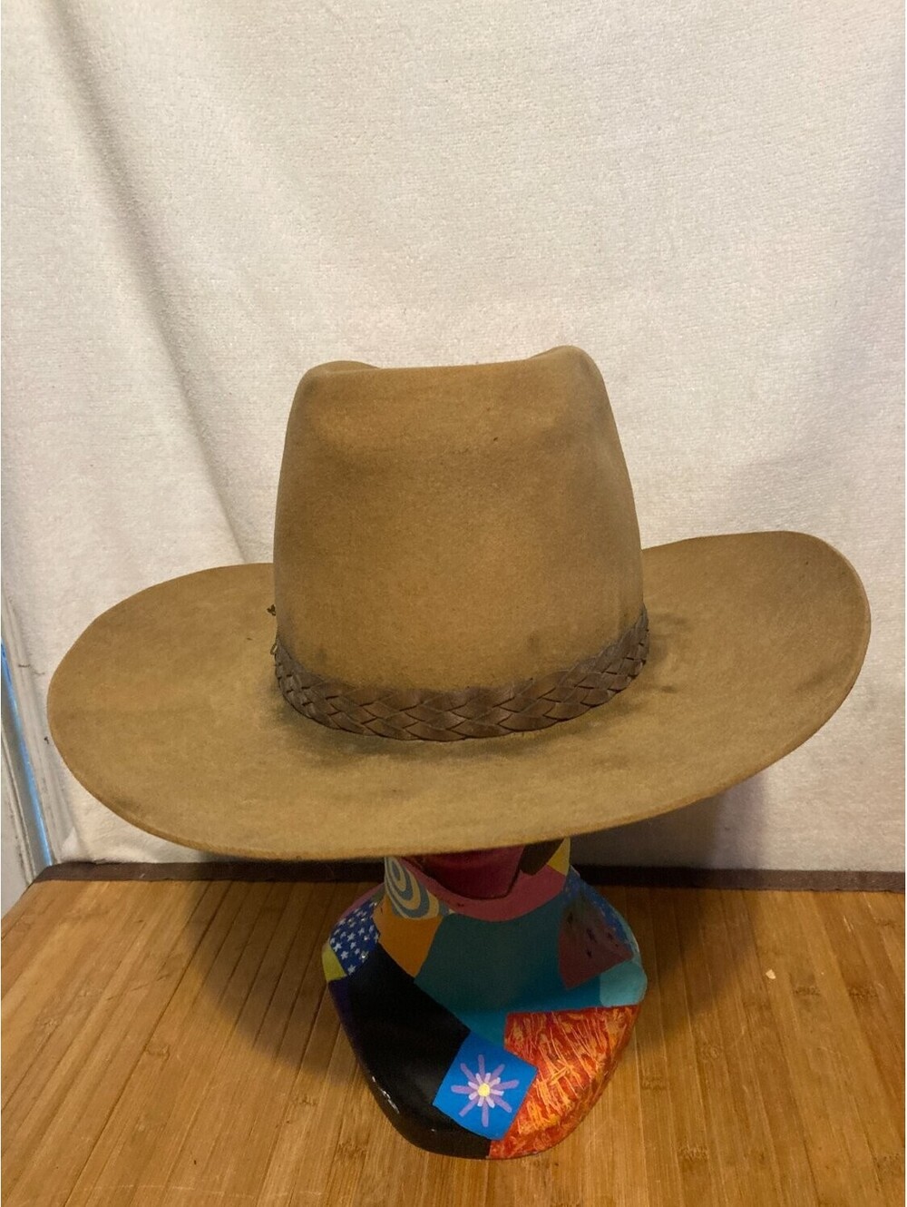 Stetson Cowboy Hat Western 4X Beaver Mens 7 1/4 Tan Vintage for Parts